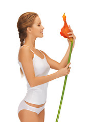 Image showing lovely woman with calla lilly