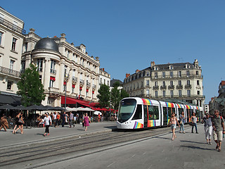 Image showing Angers, France, July 2013, tramway in the town center square