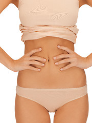 Image showing woman body in beige cotton undrewear