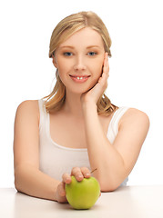 Image showing woman with green apple