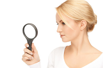 Image showing woman with magnifying glass