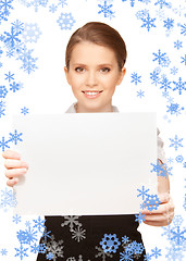 Image showing happy teenage girl with blank board