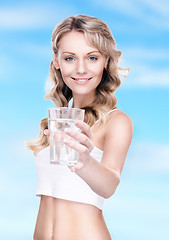 Image showing beautiful woman with glass of water