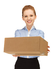 Image showing woman with cardboard box