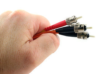 Image showing Fiber Optic Computer Cable held in the Hand