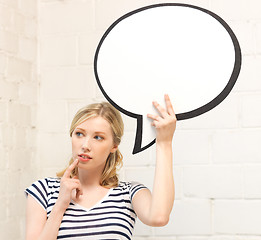 Image showing pensive teenage girl with blank text bubble