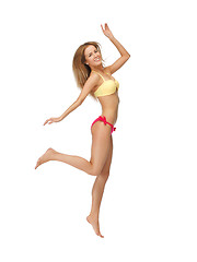 Image showing picture of jumping woman in bikini