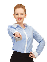 Image showing happy woman with credit card