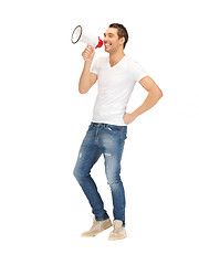 Image showing handsome man with megaphone