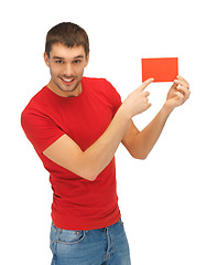 Image showing handsome man with note card