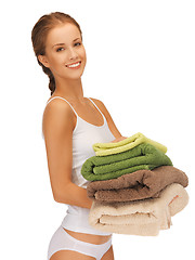 Image showing lovely woman with towels