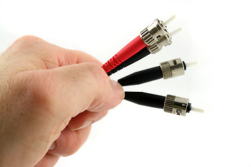 Image showing Fiber Optic Computer Cable held in the Hand