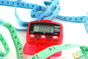 Image showing Pedometer with tape measures