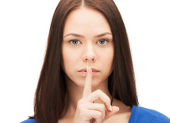 Image showing picture of woman with finger on lips