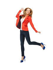 Image showing jumping teenage girl in casual clothes