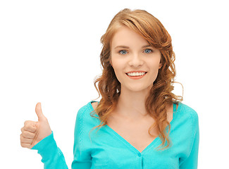 Image showing teenage girl with thumbs up