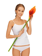 Image showing lovely woman with calla lilly