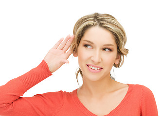 Image showing happy woman listening gossip