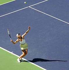 Image showing Maria Sharapova serving the ball