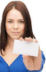 Image showing attractive businesswoman with business card