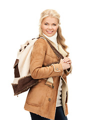 Image showing woman in sheepskin jacket