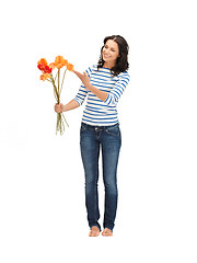 Image showing beautiful woman with flowers