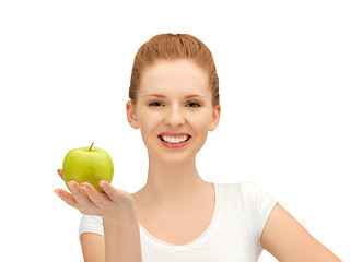 Image showing teenage girl with green apple