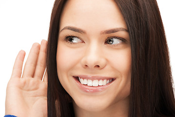 Image showing happy woman listening gossip