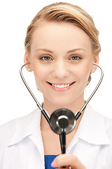 Image showing attractive female doctor with stethoscope