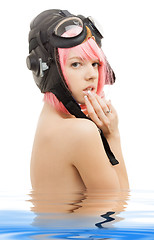 Image showing pink hair girl in aviator helmet