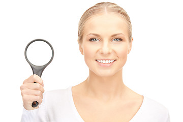 Image showing woman with magnifying glass