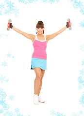 Image showing fitness instructor with dumbbells