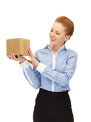 Image showing woman with cardboard box