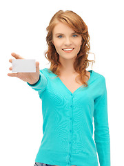 Image showing attractive student with business card