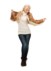 Image showing woman in sheepskin jacket