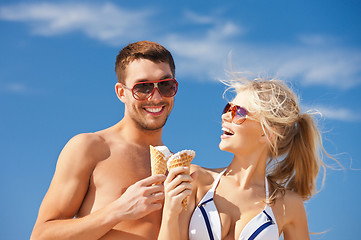 Image showing happy couple with ice cream