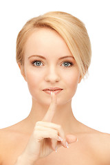 Image showing woman with finger on lips