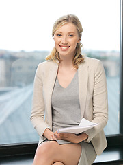 Image showing happy woman with documents