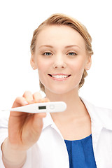 Image showing female doctor with thermometer
