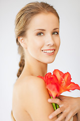 Image showing lovely woman with lily flower