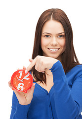 Image showing woman holding alarm clock