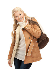 Image showing woman in sheepskin jacket