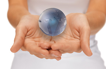 Image showing woman hands holding earth globe