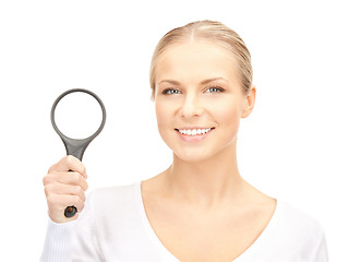 Image showing woman with magnifying glass