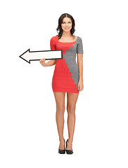 Image showing woman with direction arrow sign