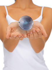 Image showing woman hands holding earth globe