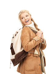 Image showing woman in sheepskin jacket