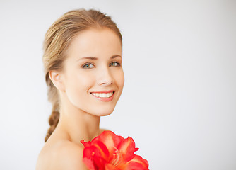 Image showing lovely woman with lily flower