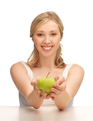 Image showing woman with green apple