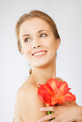 Image showing lovely woman with lily flower